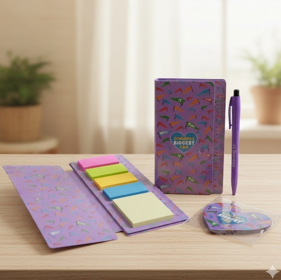 R&K Other - Grandma's Biggest Fan 3pc Stationary Set (Sticky Notes, Pen & Magnet) 🐈